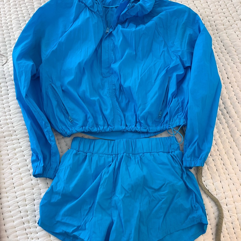 Blue Windbreaker Jacket and Shorts Set Daily Drills